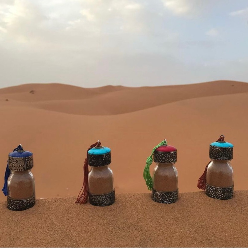 Sahara desert sand in little beautiful Moroccan jars